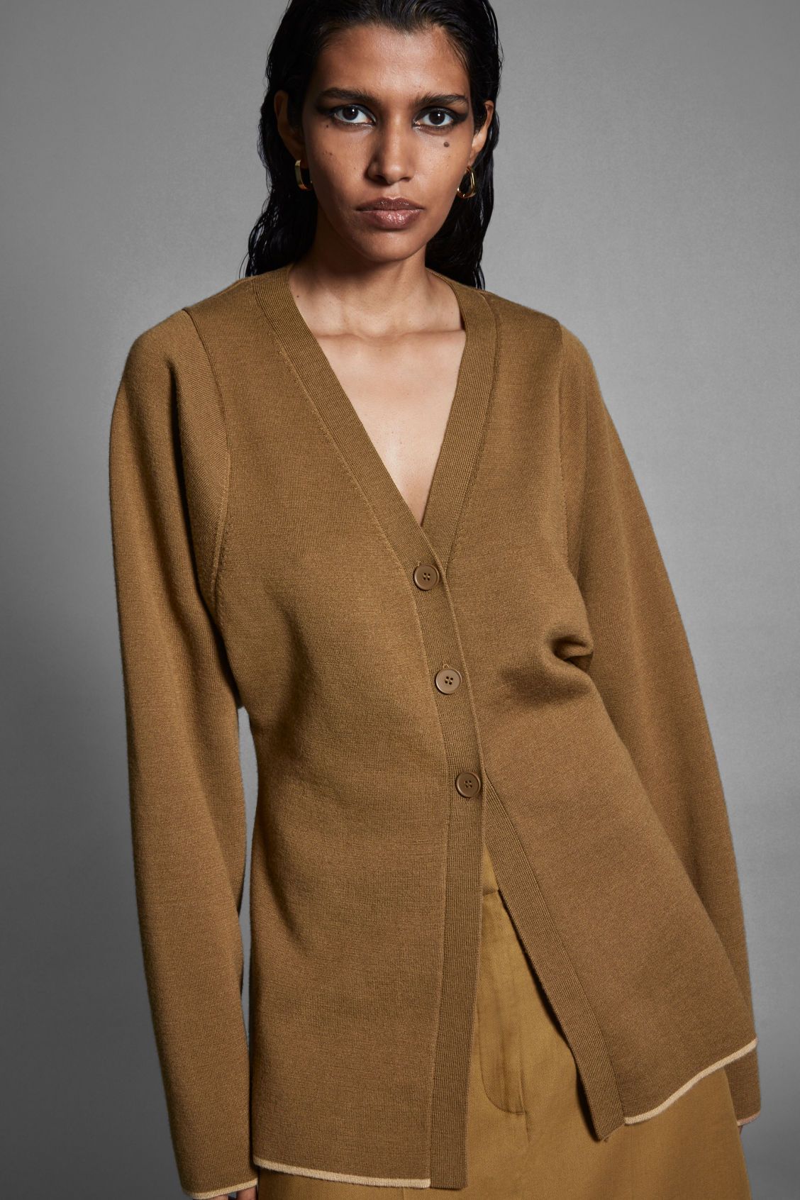 THE DOUBLE-FACED WOOL CARDIGAN - BROWN - Knitwear - COS | COS (US)