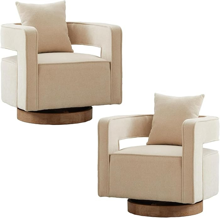 Swivel Accent Chair Set of 2, Modern Swivel Barrel Chair for Living Room, 360 Degree Comfy Square... | Amazon (US)