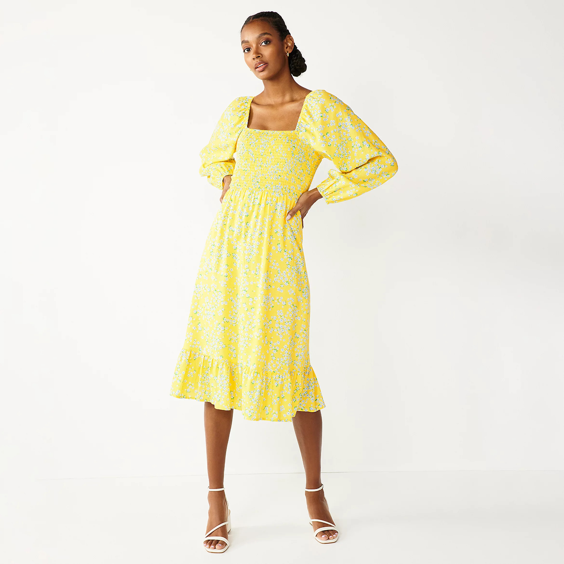 Women's DRAPER JAMES RSVP™ Smocked Long Sleeve Midi Dress | Kohl's