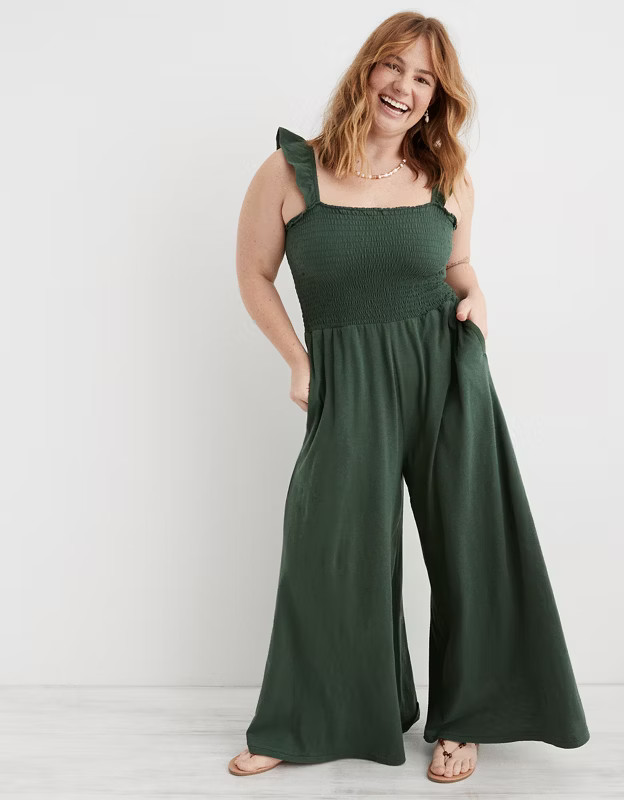Aerie Smocked Wide Leg Jumpsuit | American Eagle Outfitters (US & CA)