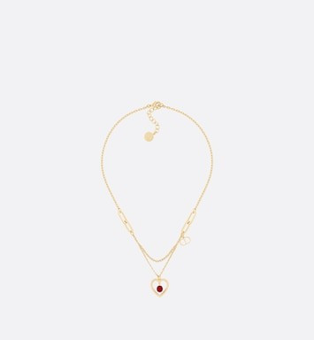 Dior Heart Necklace Gold-Finish Metal and Red Glass Pearl | DIOR | Dior Beauty (US)
