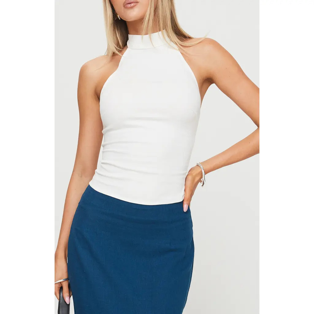 Princess Polly Merril Halter Top in White at Nordstrom, Size 10 | Nordstrom