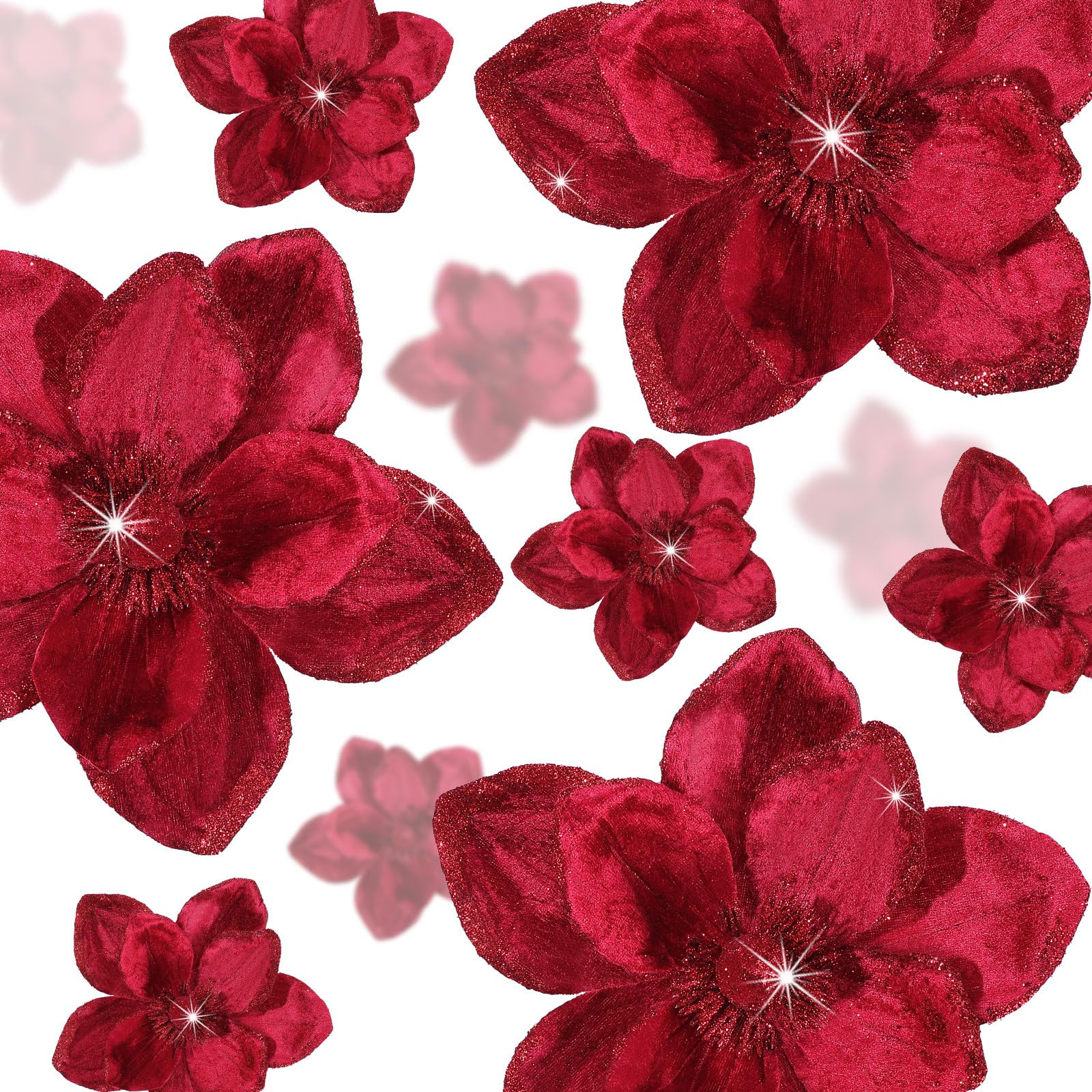 Norme 15 Pcs Velvet Christmas Magnolia Flowers in 3 Size Glitter Artificial Flower Christmas Tree... | Amazon (US)
