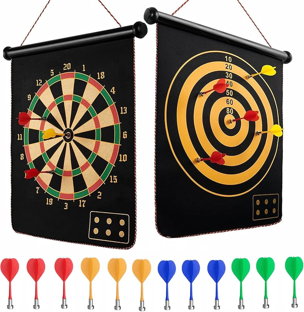goldhik Magnetic Dart Board for Outdoor and Indoor Darts Games, Double Sided Dartboards Game Set ... | Amazon (US)