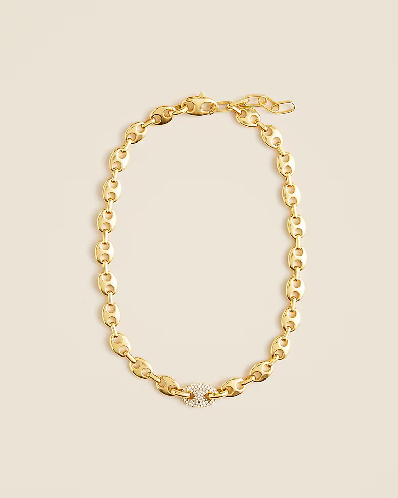 Long chainlink necklace with pav&eacute; embellishment | J. Crew US