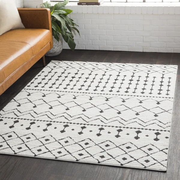 Rhodes Geometric Black/Charcoal/White Area Rug | Wayfair Professional