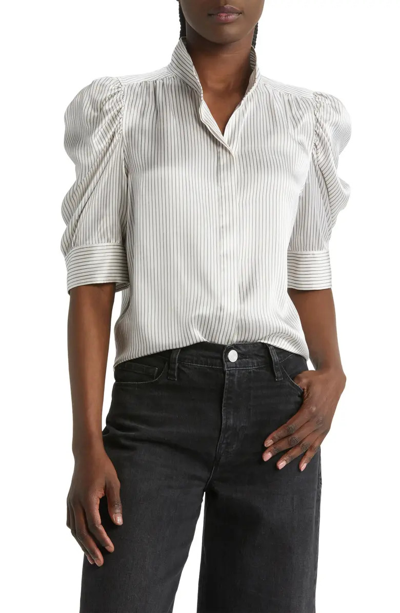 Gillian Puff Sleeve Stripe Silk Blouse | Nordstrom