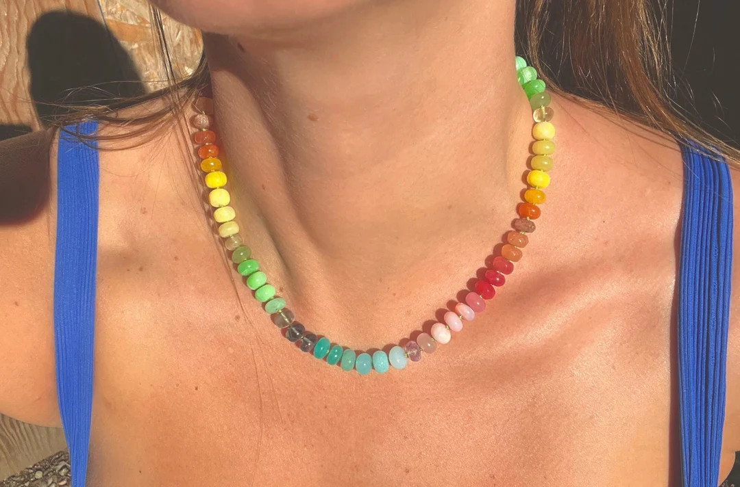 Supernova Mixed Gemstone Necklace Hand Knotted on Silk  Candy - Etsy | Etsy (US)