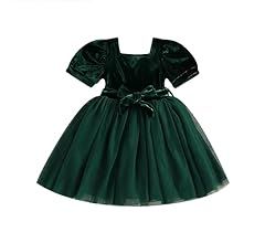 Gueuusu Toddler Baby Girl Christmas Dress Red Velvet Short Sleeve Crewneck Dress Santa Princess D... | Amazon (US)