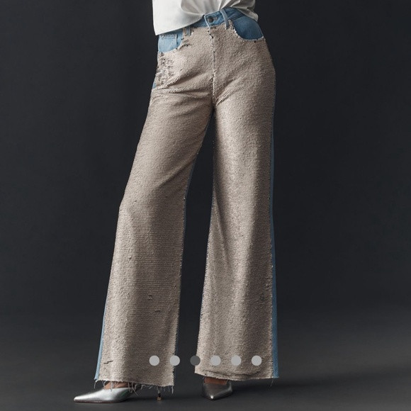 Anthropologie Sequin High-Rise Wide-Leg Skater Jeans by Pilcro Size 28 | Poshmark