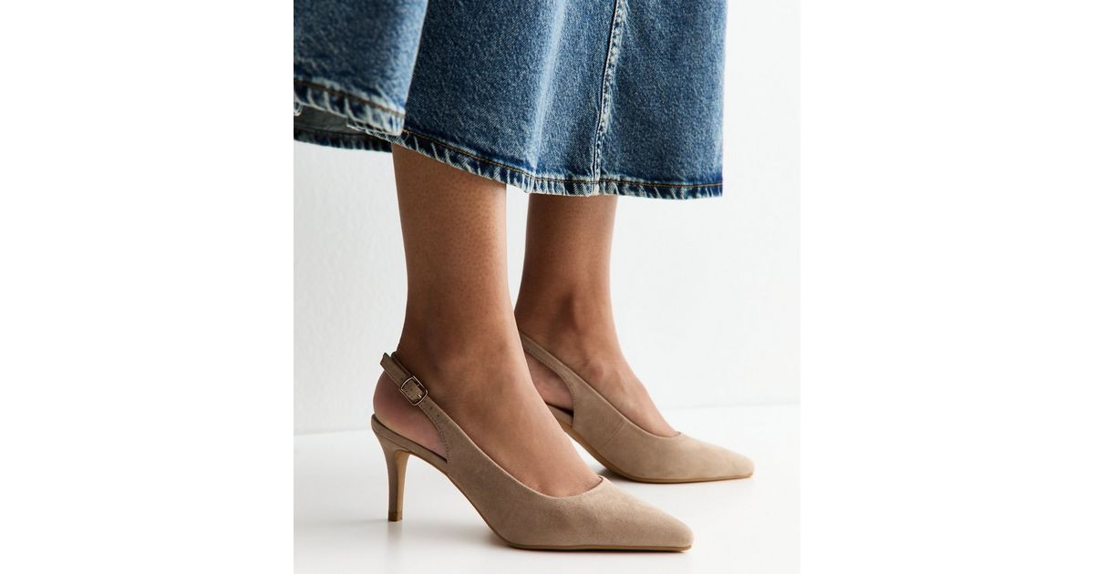 Light Brown Faux Suede Slingback Pumps | New Look | New Look (UK)
