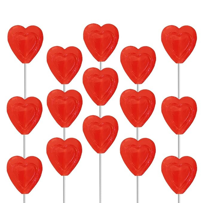 The Dreidel Company Lollipops Red Double Heart Shaped Cherry Flavored, Individually Wrapped, 24-P... | Amazon (US)