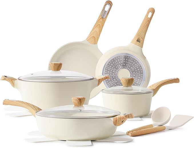 SENSARTE Pots and Pans Set Nonstick, 14 Pcs Induction Kitchen Cookware Sets, Non-toxic Non Stick ... | Amazon (US)