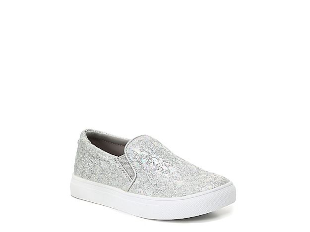 Steve Madden Jgills Slip-On Sneaker - Kids' - Girl's - Silver Glitter/Iridescent Leopard Print | DSW