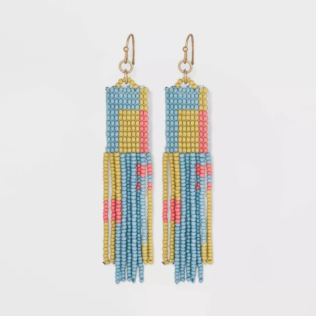 Striped Beaded Drop Earrings - Universal Thread™ | Target