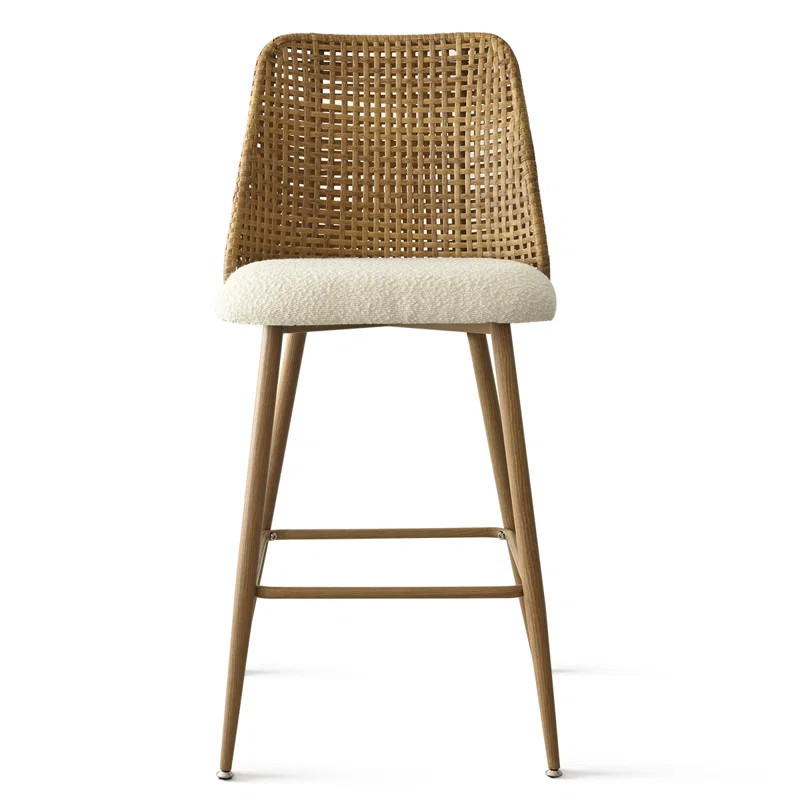 Aliette Rattan Upholstered 27'' Counter Stool | Wayfair North America