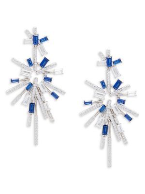 Adriana Orsini White Rhodium Plated, Synthetic Sapphire &amp; Cubic Zirconia Drop Earrings on SAL... | Saks Fifth Avenue OFF 5TH