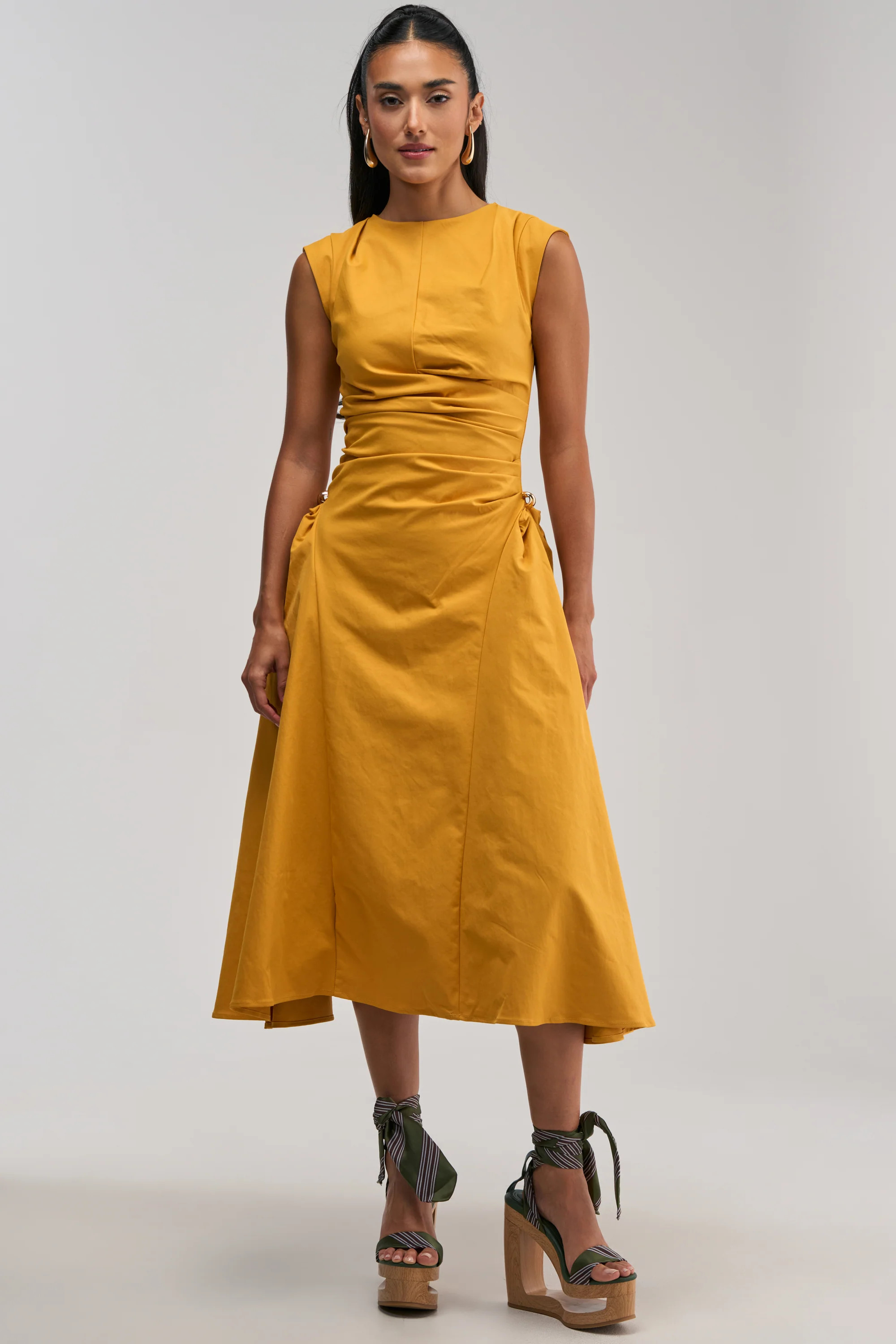 IT'S MY TIME MIDI DRESS IN MUSTARD | AKIRA