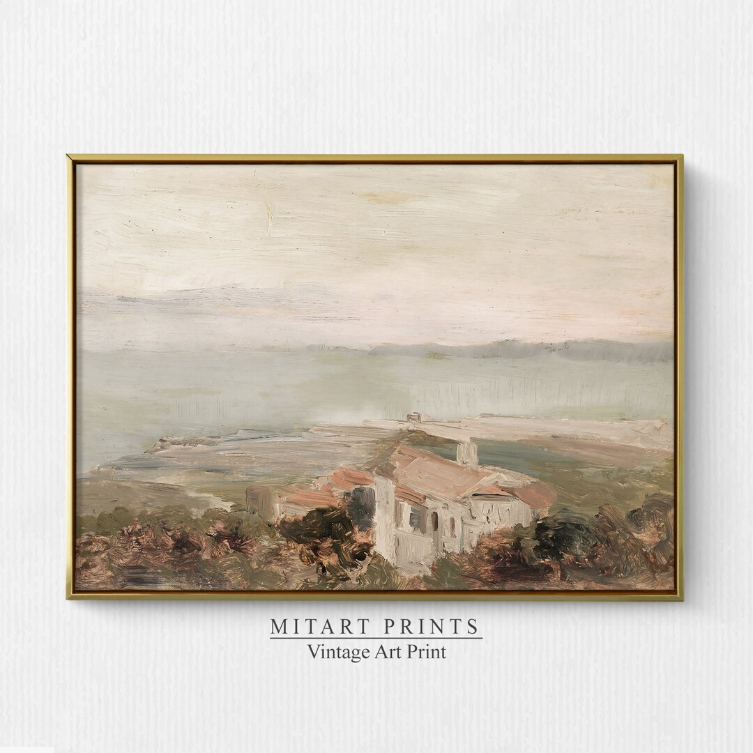 Vintage Warm Tone Coastal Painting, Vintage Neutral Landscape Painting, Muted Tonal Print, Soft T... | Etsy (US)