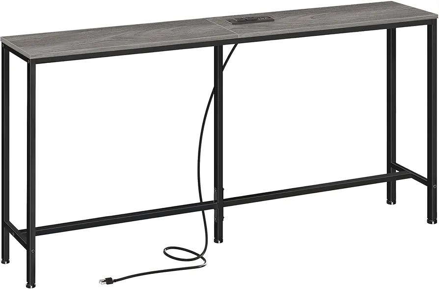 SUPERJARE Console Table with Outlet, 63 Inch Sofa Table with Charging Station, Narrow Entryway Ta... | Amazon (US)