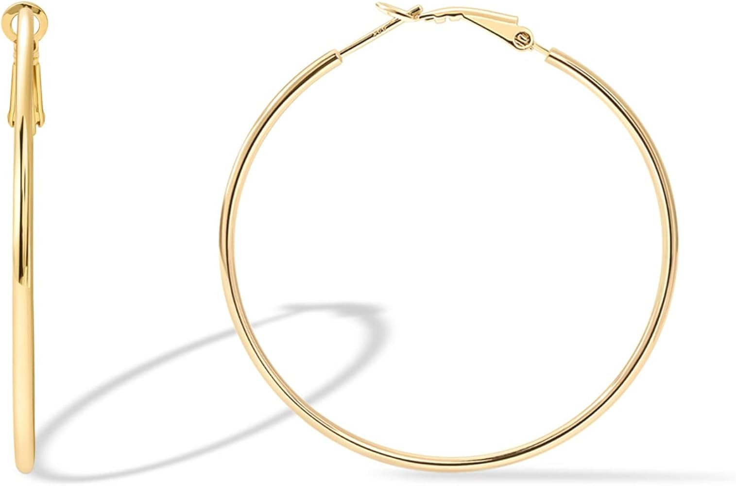 PAVOI 14K Gold Plated Sterling Silver Post Hoops | Large Hoops Earring | Lightwight Gold Hoop Ear... | Amazon (US)