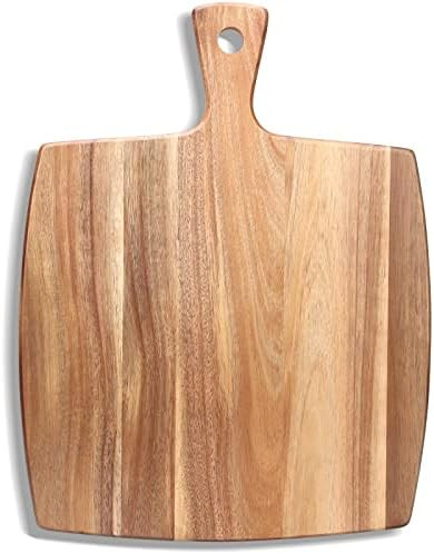 17"x13" Large Acacia Wood Cutting Board with Handle Big Wooden Charcuterie Boards Butcher Block M... | Amazon (US)