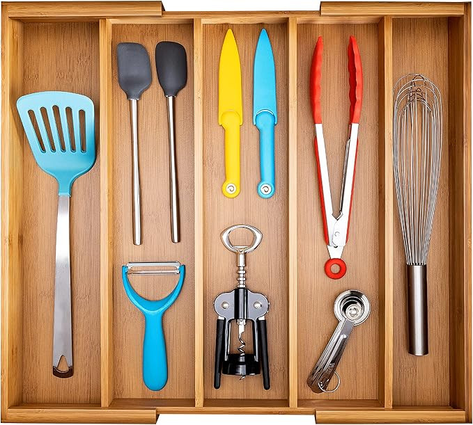 Seville Classics Bamboo Premium Organizer Storage Bins for Kitchen Silverware, Pantry, Closet, Of... | Amazon (US)