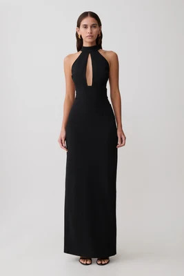 Elan Stretch Crepe Maxi Dress / Black | MESHKI | 3XL | MESHKI US