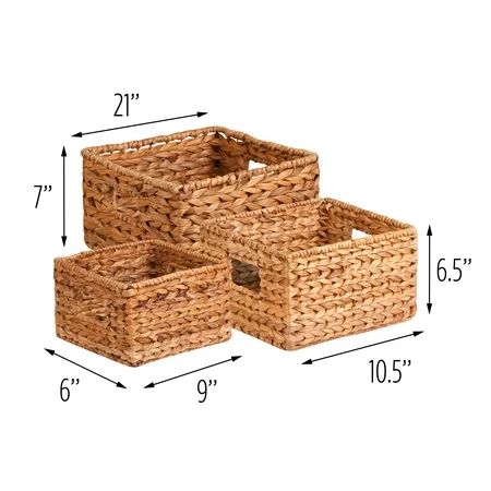 Honey Can Do Durable Nesting Water Hyacinth Baskets, Brown (Set of 3) | Walmart (US)