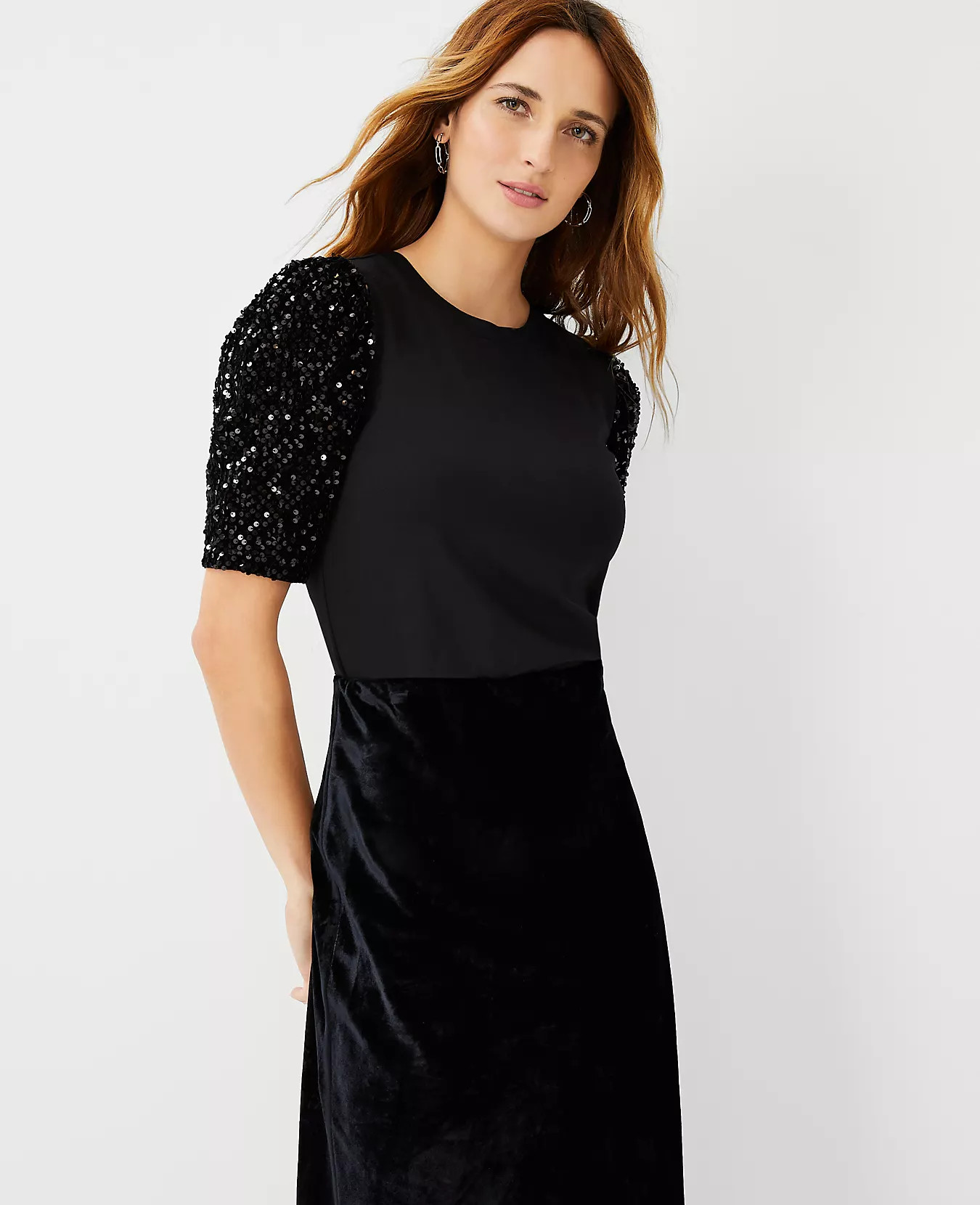 Sequin Puff Sleeve Top | Ann Taylor (US)