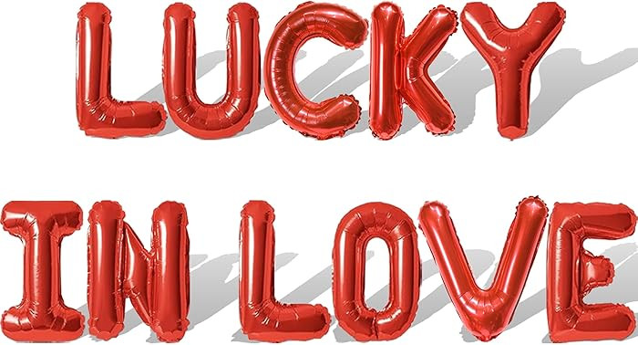 2 Set 22Pcs Red LUCKY IN LOVE Letter Balloons 16in Balloon Foil Letter Decorations Party Decor Re... | Amazon (US)