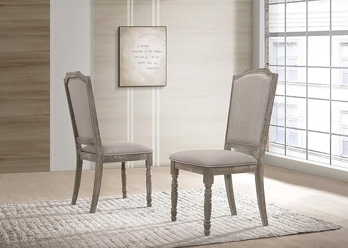 Roundhill Furniture Ferran Wood Pedestal Dining Chair, Reclaimed Gray Set of 2 | Amazon (US)