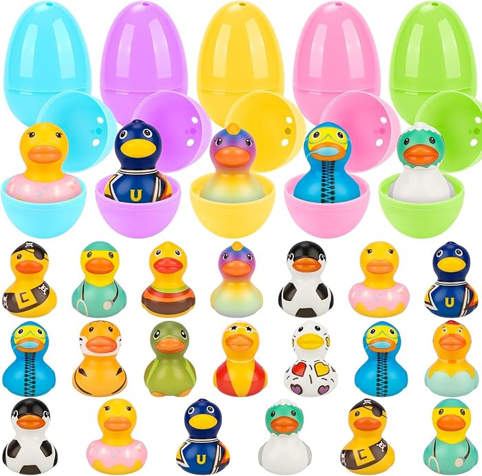 20 Pack Easter Eggs Fillers with Duck Squishy Toys Inside Easter Basket Stuffers Easter Egg Hunt ... | Amazon (US)