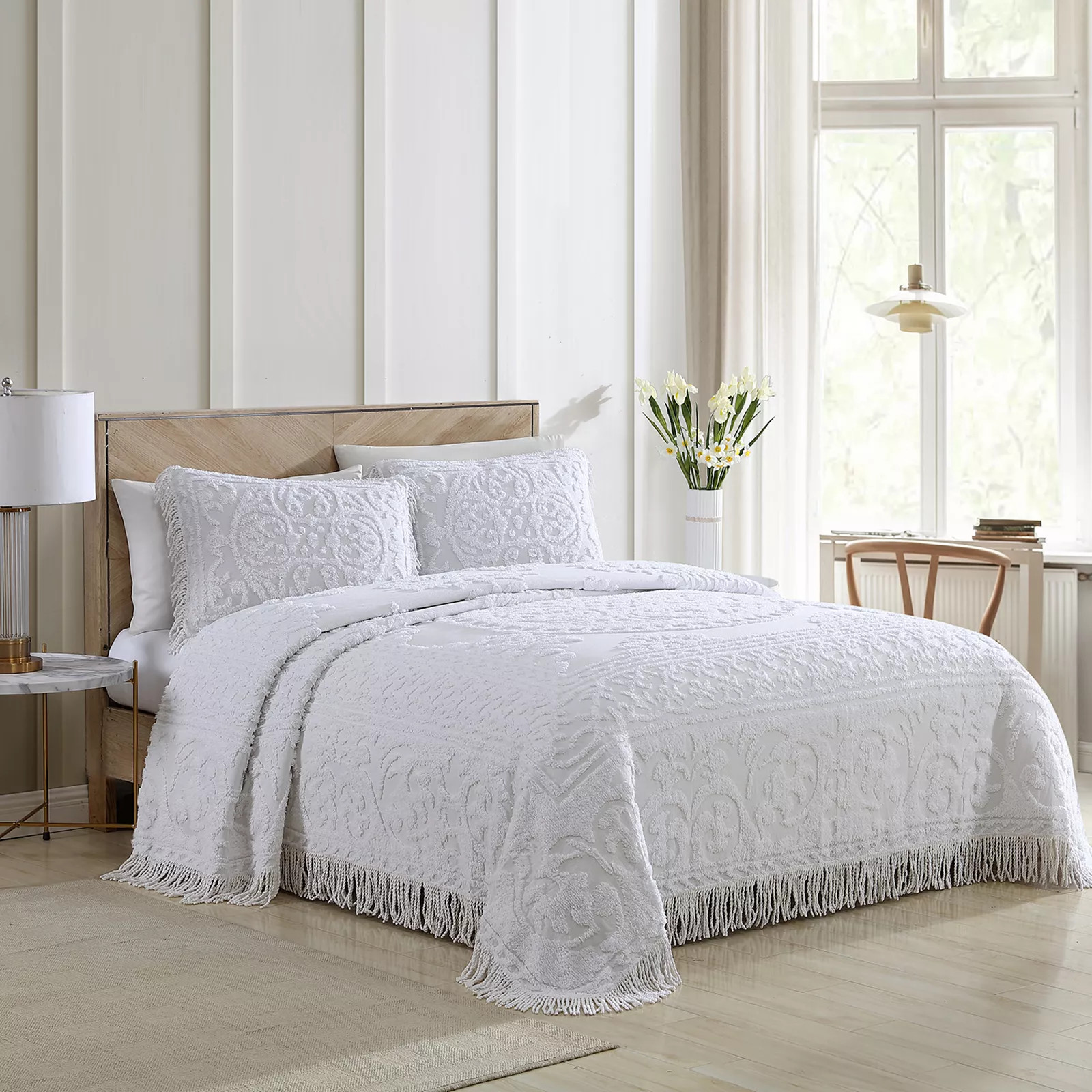 Medallion Chenille Bedspread, White, Std Sham | Kohl's