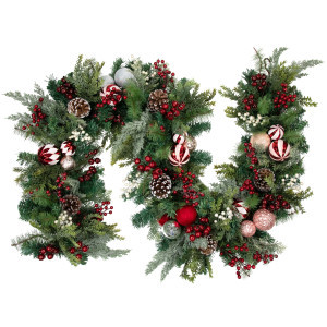 Pre-Decorated Ornaments and Pinecones Artificial Christmas Garland - 7' x 14" - Unlit | Christmas Central