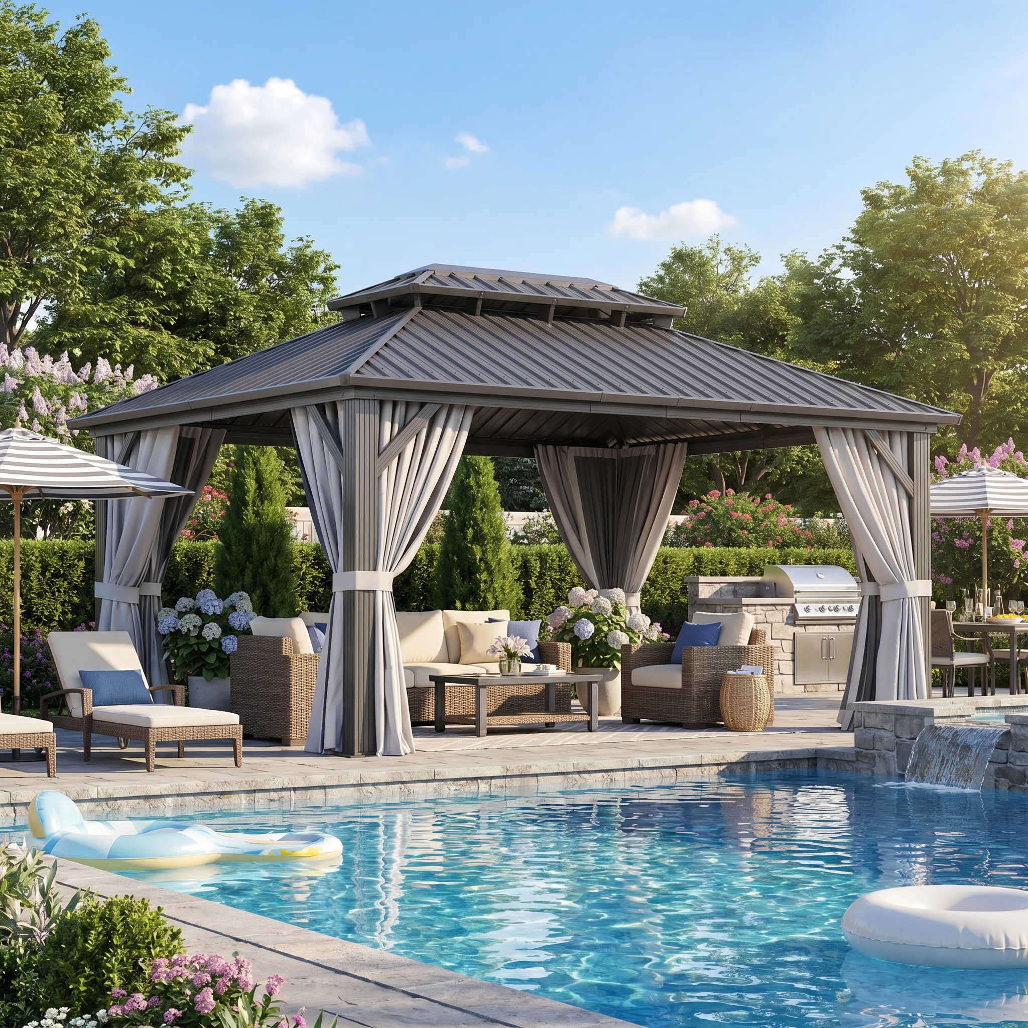 JolyDale Aluminum Permanent Patio Gazebo with Double Roof & Reviews | Wayfair | Wayfair North America