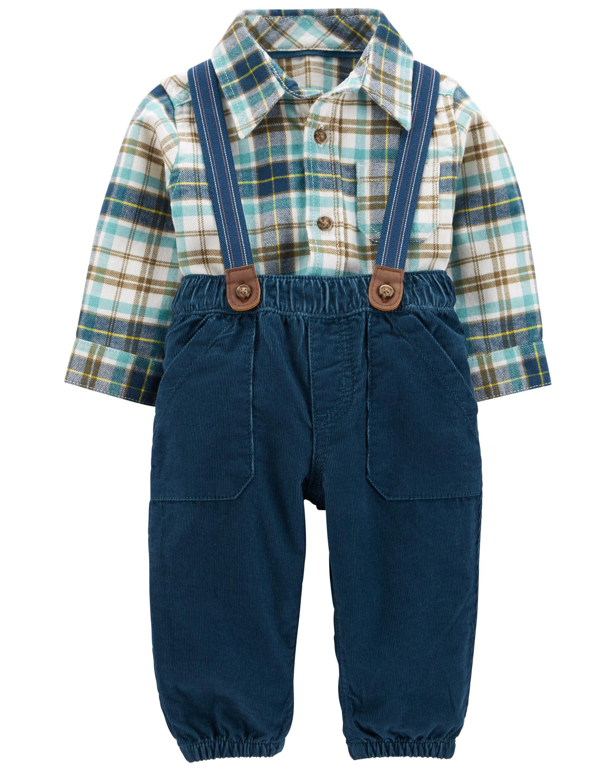 2-Piece Plaid Bodysuit & Suspender Pant Set | Carter's