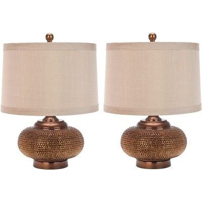 Alexis Beaded Table Lamp (Set of 2) - 19 Inch Height - LIT4016 - Copper/Taupe - Safavieh | Target