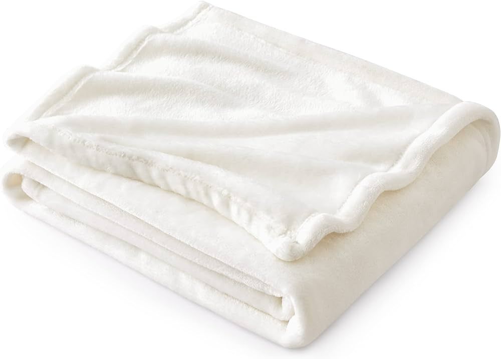 Bedsure Fleece Blanket Throw Blanket - Cream Lightweight Blanket for Sofa, Couch, Bed, Camping, T... | Amazon (US)