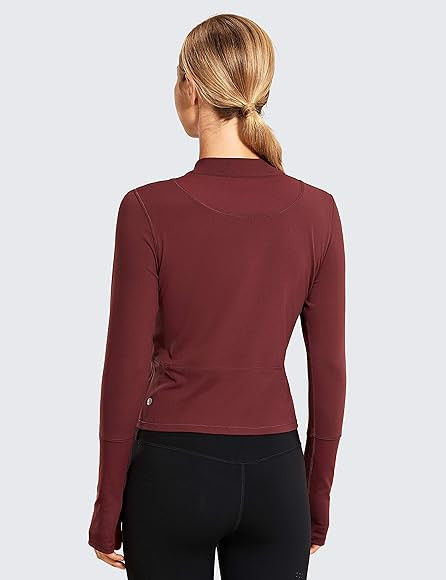 CRZ YOGA Women's Long Sleeve Crop Top Quick Dry Half-Zip Workout Shirts Running Athletic Shirt | Amazon (US)