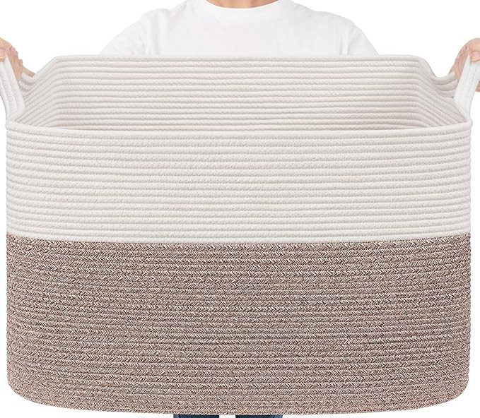 Goodpick 105L Extra Large Blanket Basket 25" x 16" x 16" Cotton Rope Storage Baskets for Organizi... | Amazon (US)
