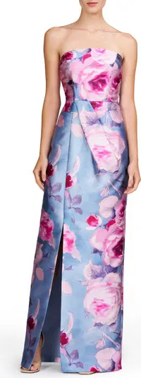 Kay Unger Lucienne Floral Strapless Column Gown | Nordstrom | Nordstrom