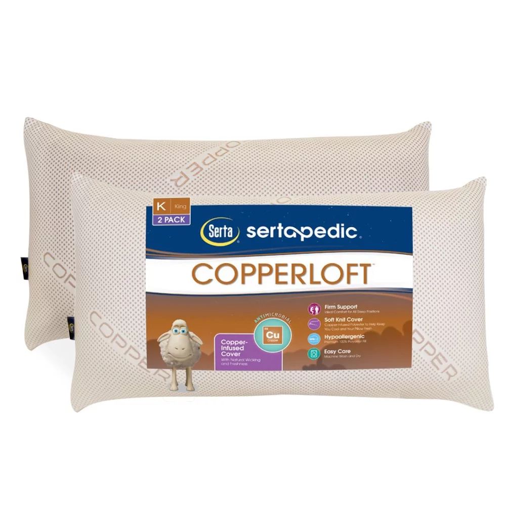 Sertapedic Copperloft Bed Pillow, Set of 2, King - Walmart.com | Walmart (US)