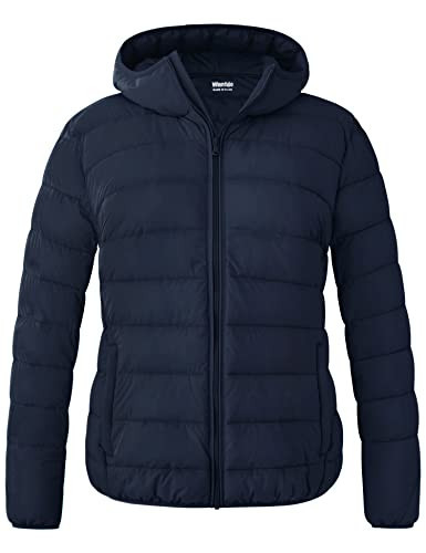 wantdo Plus Size Women's Puffer Jacket Lightweight Warm Quilted Winter Coats Navy 5X | Amazon (US)