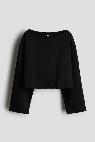 H & M - Boat-Neck Sweatshirt - Black | H&M (US + CA)