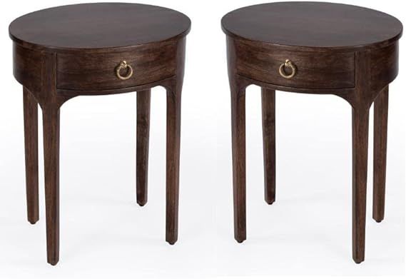 Home Square Transitional Mango Wood End Table in Dark Brown - Set of 2 | Amazon (US)
