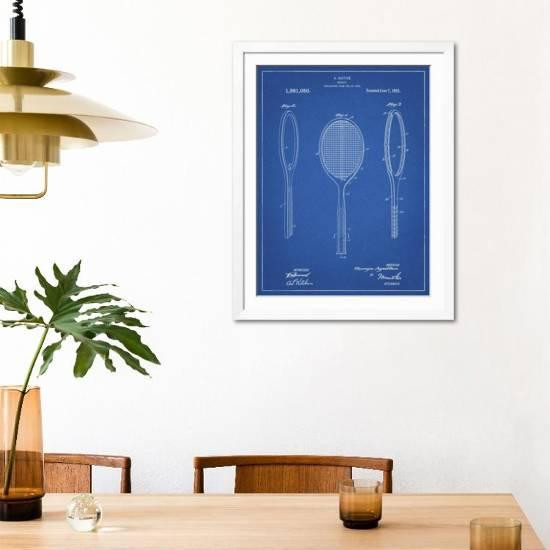 PP1128-Blueprint Vintage Tennis Racket Patent Poster | Art.com