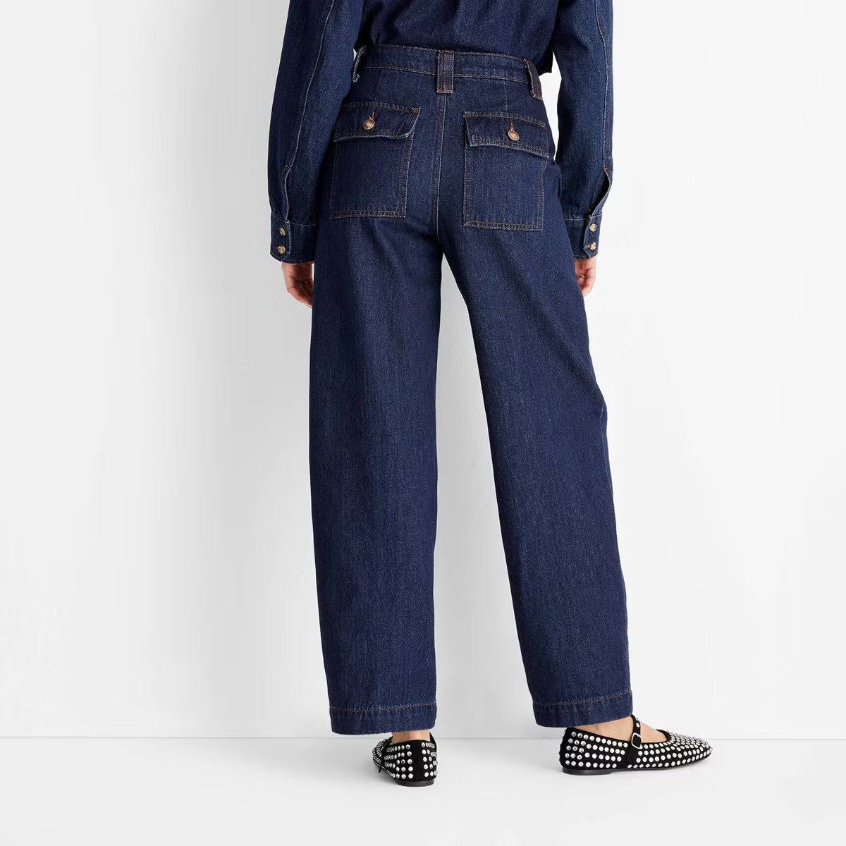 Women's High-Rise Straight Leg Jeans - Future Collective Dark Blue Denim | Target