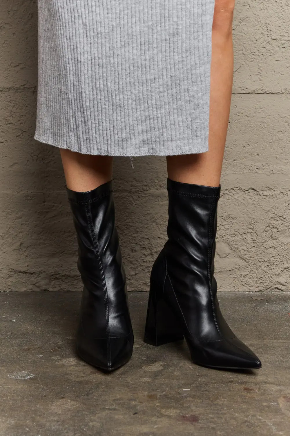 Weeboo Stacy Block Heel Sock Boots | Casual Chic Boutique