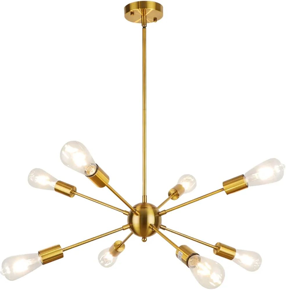 LynPon Sputnik Chandeliers Gold, 8 Lights Plating Brass Chandelier Light Fixture, Modern Golden D... | Amazon (US)
